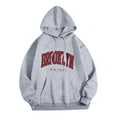 thumbnail image 4 of UJNDER Women Sweatshirts Letter Graphic Thermal Lined Hooded Sweatshirt Grey S, 4 of 4