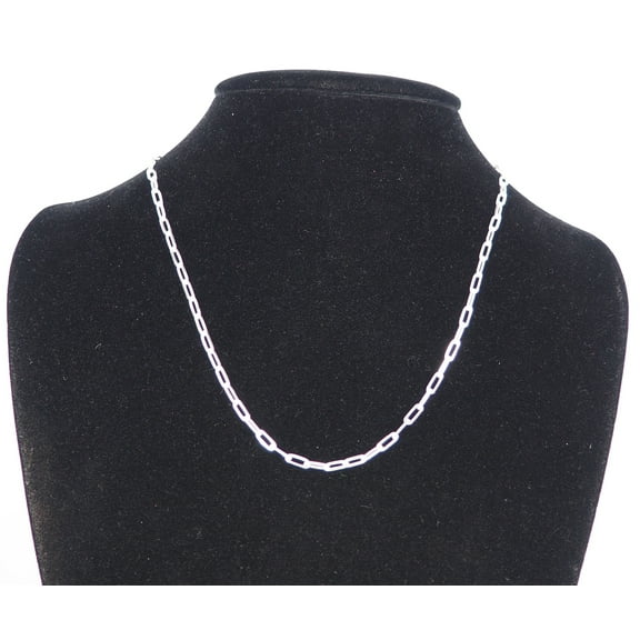 Solid 925 Sterling Silver Paperclip Necklace Paper Clip Chain Italy 3mm Wide, 20 Inch Long