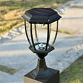 thumbnail image 4 of Solar Powered Black Outdoor Pier Mounted Aluminum & Glass Post Light, 4 of 8