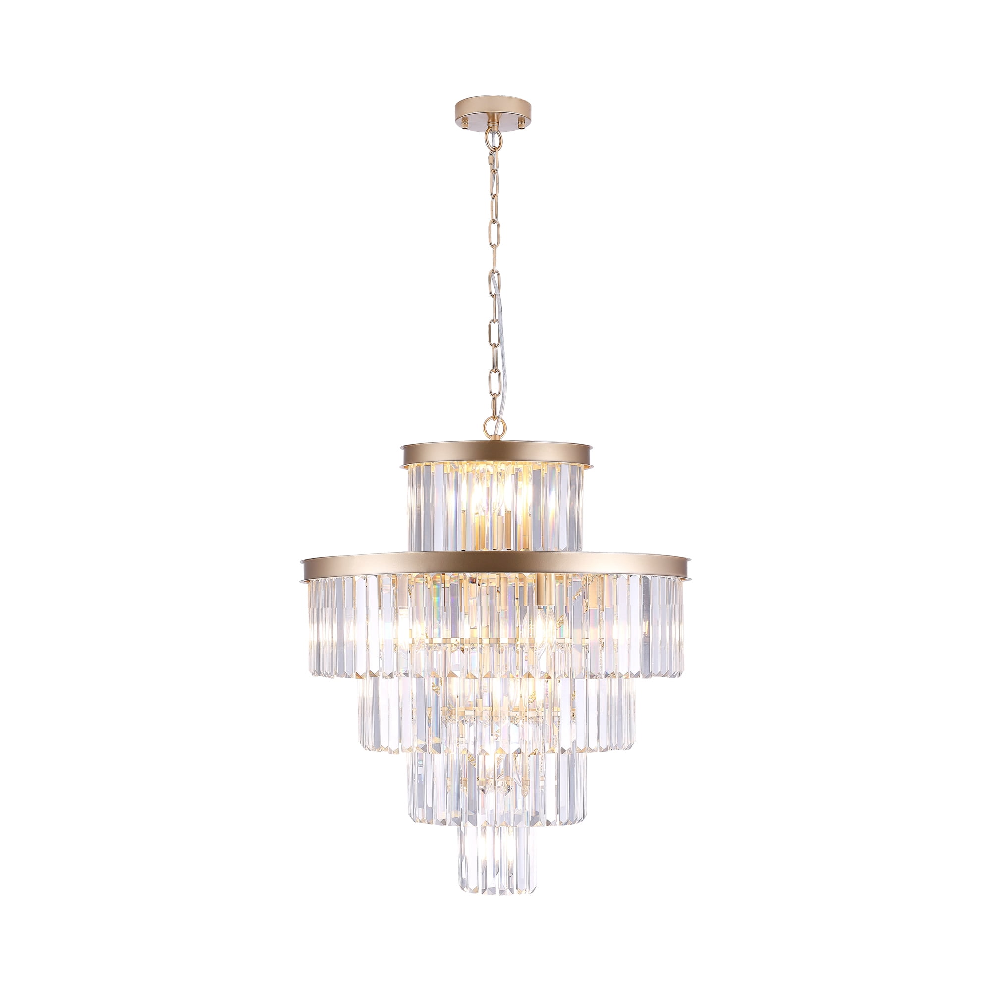 Jopath 23.6 Inch Golden Luxury Crystal Chandelier Modern Chandeliers Lights Fixture Hanging Pendant Light Fixture for Dining Room Bedroom Living Room