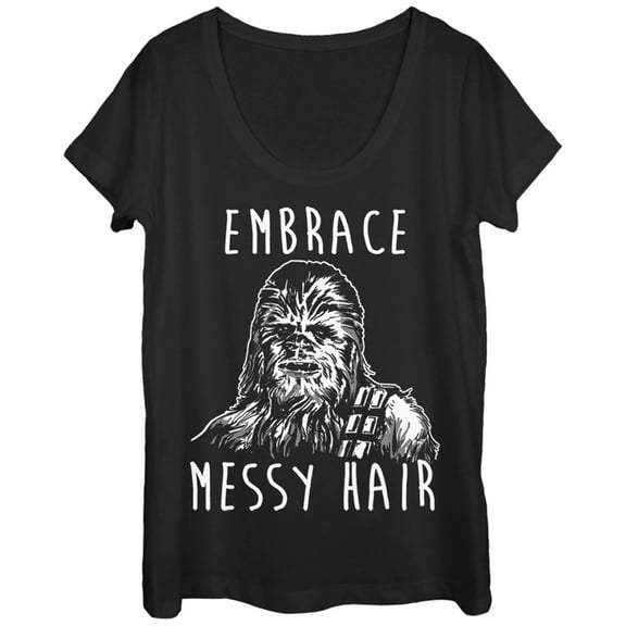 Women's Star Wars Chewbacca Embrace Messy Hair  Scoop Neck Black X Large