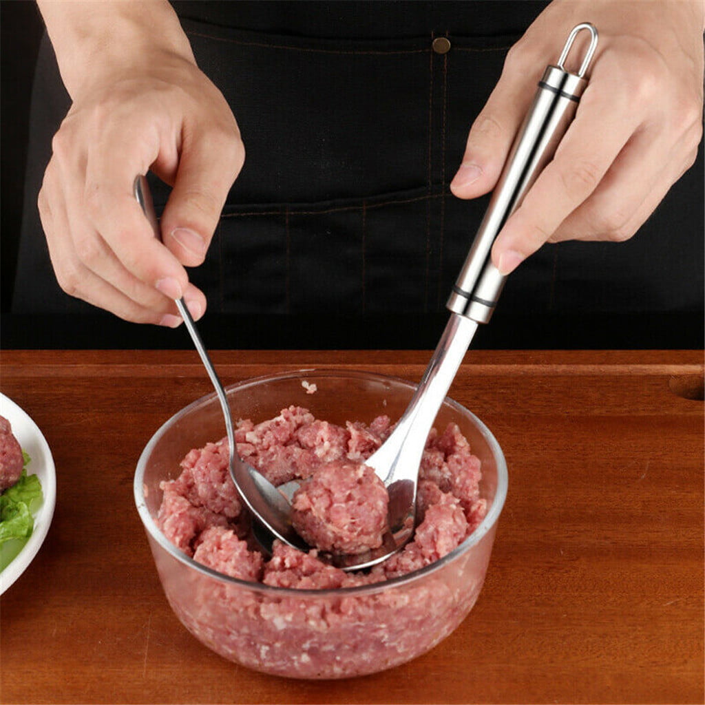 Meatball Maker 24 x 6.5cm Stainless Steel Meat Baller Spoon Non-Stick Meatballs Making Tool Long Handle Spoon Scoop for DIY Kitchen Cooking 1Pcs