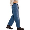 thumbnail image 4 of Elastic Middle Waist Women Casual Jeans Drawstring Denim Pants with Front Pocket, 4 of 6