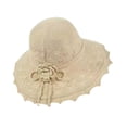 thumbnail image 2 of XINPING Womens Elegant Crochet Straw Hat with Ruffle Detail, Summer Beach Straw Hats for Wide Brim Sun Protection Hat in Spring and Summer, 2 of 3