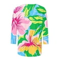 thumbnail image 4 of CYMMPU 3/4 Sleeve Blouses for Women Dressy Casual Crew Neck Floral Printed Loose Fit Fall Fashion Shirts Tunic Tops Spring Tops Lightweight Basic T-Shirts Multicolor XXXXL, 4 of 5