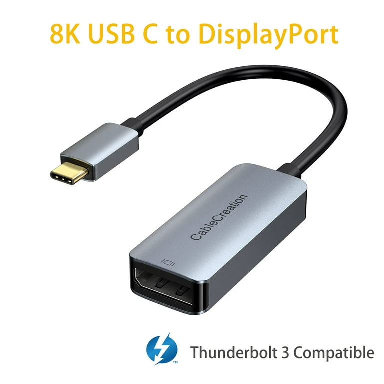 C to DisplayPort Adapter 8K@60Hz 4K@144Hz 2K@165Hz CableCreation USB Type C to DP Compatible with Oculus Rift S, MacBook Pro/Air 2020, Valve Index, iPad Pro, S20, Aluminum - Walmart.com