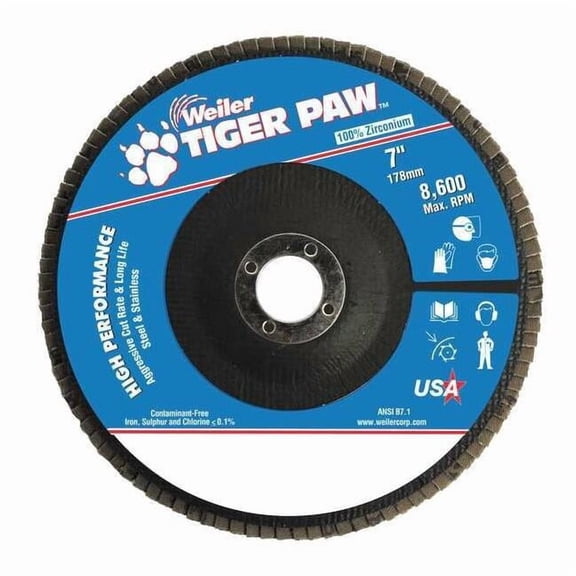 Weiler Abrasive Flap Disc,Medium,7in.,Phenolic 51150