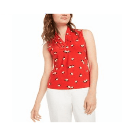 Anne Klein Women's Triple Pleat Top Red Size X-Small