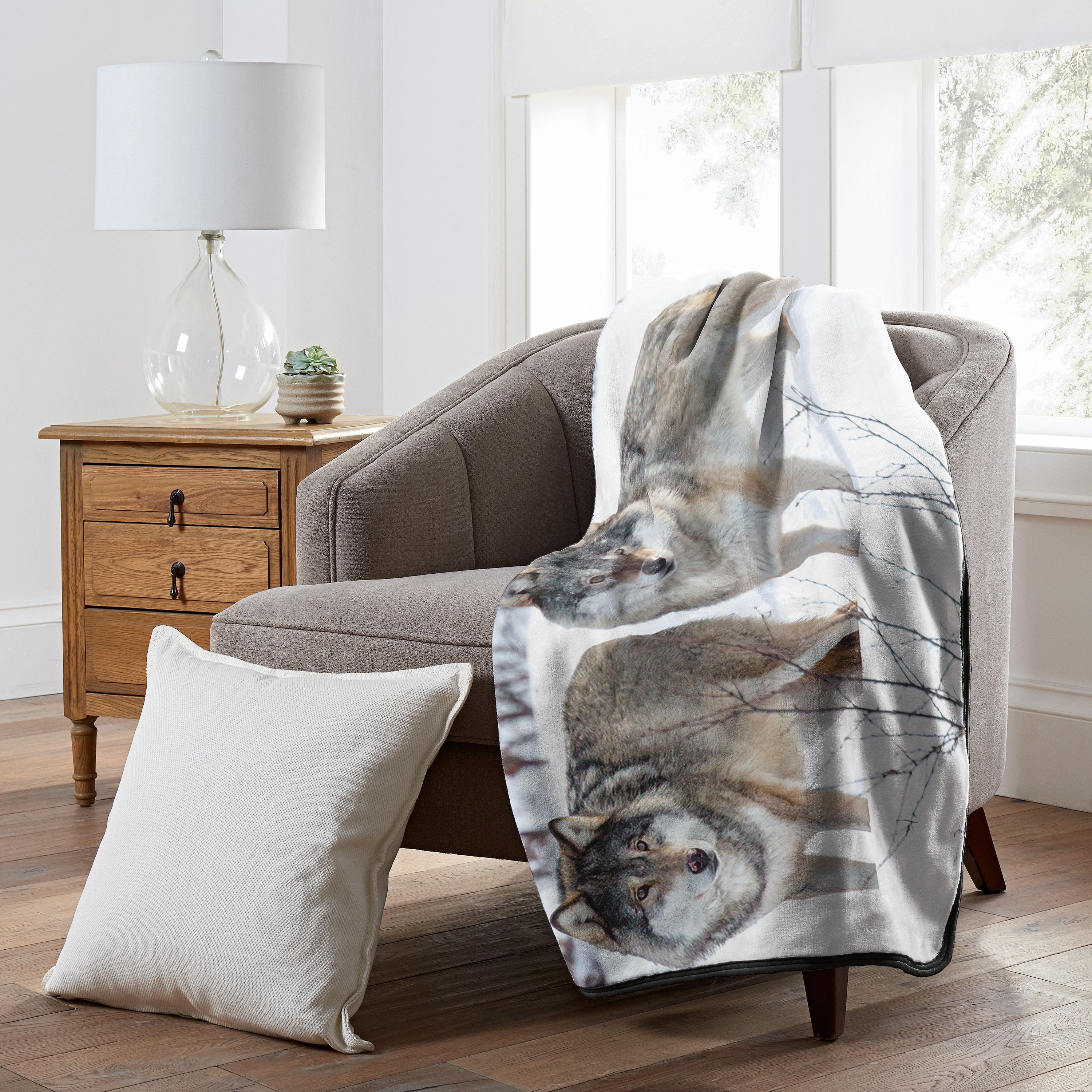 Winter Wolves Raschel Throw Blanket, 50 x 60 inches