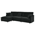 thumbnail image 4 of L-shaped Convertible With , 4 Seater In Black Towel Fabric Sectional For Living Room, 4 of 6