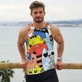 thumbnail image 6 of KLL Funny Cats Print Men's Muscle Gym Workout Stringer Tank Tops Bodybuilding Fitness T-Shirts Tank Tops Men-Large, 6 of 7