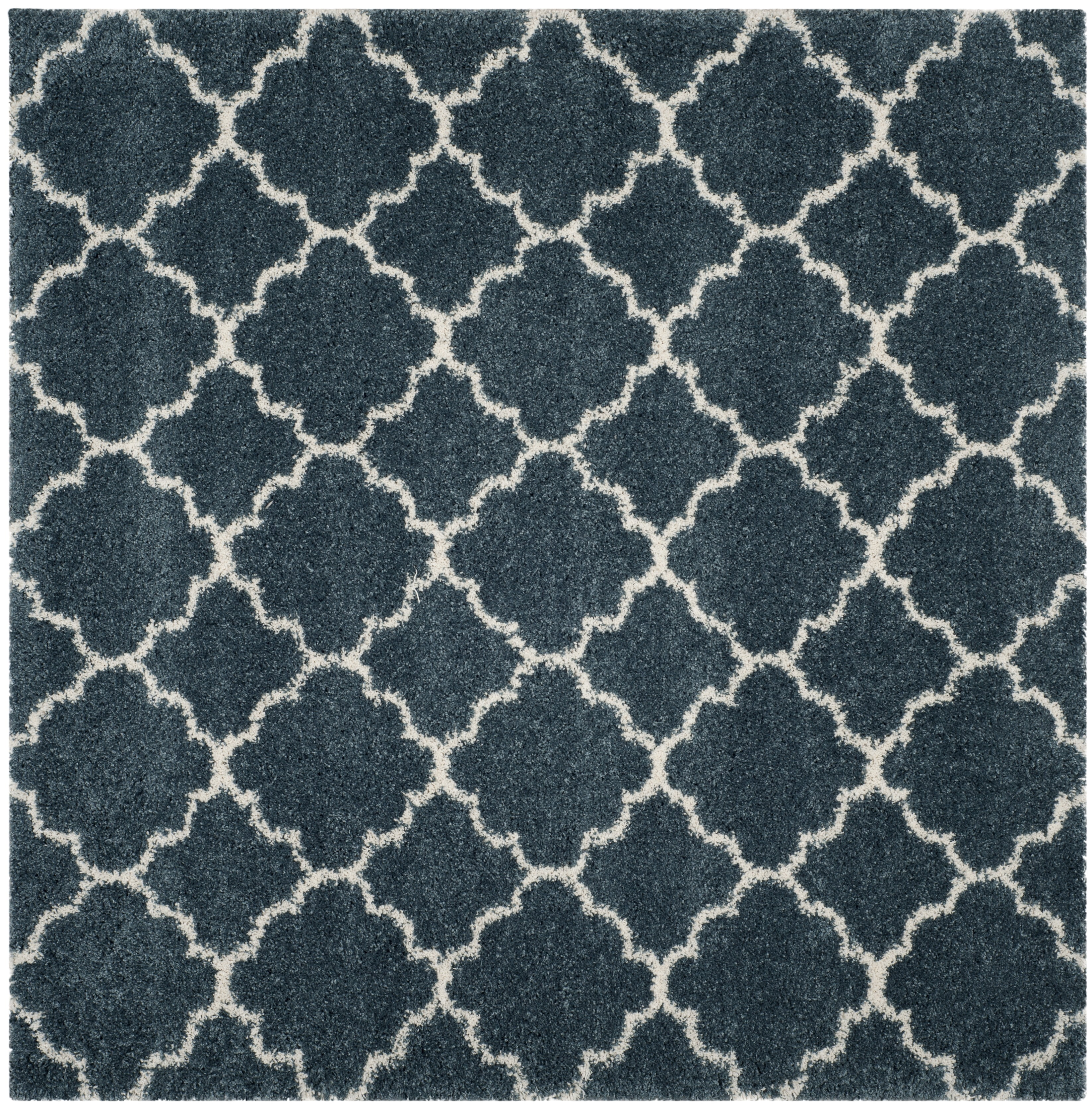 Safavieh Hudson Jaye Geometric Shag Area Rug, Slate Blue/Ivory, 4' x 4' Square
