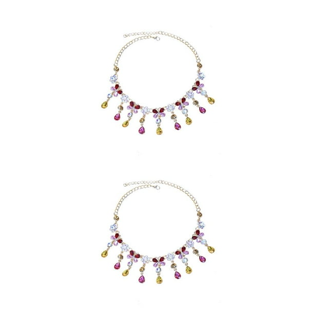 Guardurnaity Collar colorido para mujer, exquisita decoración colgante, collares brillantes para mujer, joyería, colgante para el cuello, Rojo 2piezas