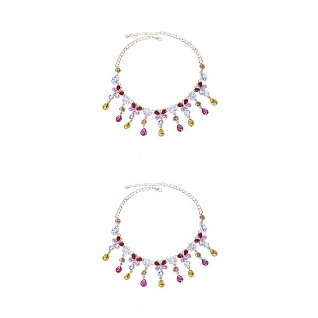 Guardurnaity Collar colorido para mujer, exquisita decoración colgante, collares brillantes para mujer, joyería, colgante para el cuello, Rojo 2piezas
