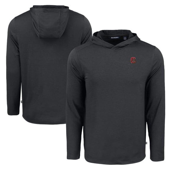 Men's Cutter & Buck Black Cornell Big Red Coastline Epic Comfort Eco Recycled Long Sleeve Hoodie T-Shirt