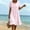 Pink, variant on Qulqfy Summer Dresses for Women Cotton Linen Scoop Neck Plus Size Midi Dress Short Sleeve Black Casual Ruffle Button Vacation Sundress L