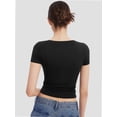 thumbnail image 2 of Womens Basic Scoop Neck Short Sleeve T Shirt Slim Fit Tee Summer Going Out Crop Tops Tight Sexy Shirts, 2 of 6