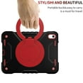 thumbnail image 6 of SaniMore for iPad 10th Generation 10.9" 2022 Case Built-in Pencil Holder, Multi-Functional Cover Support Shoulder & Handle Strap & Kickstand Military Shockproof Protective Shell, Black/Red, 6 of 8