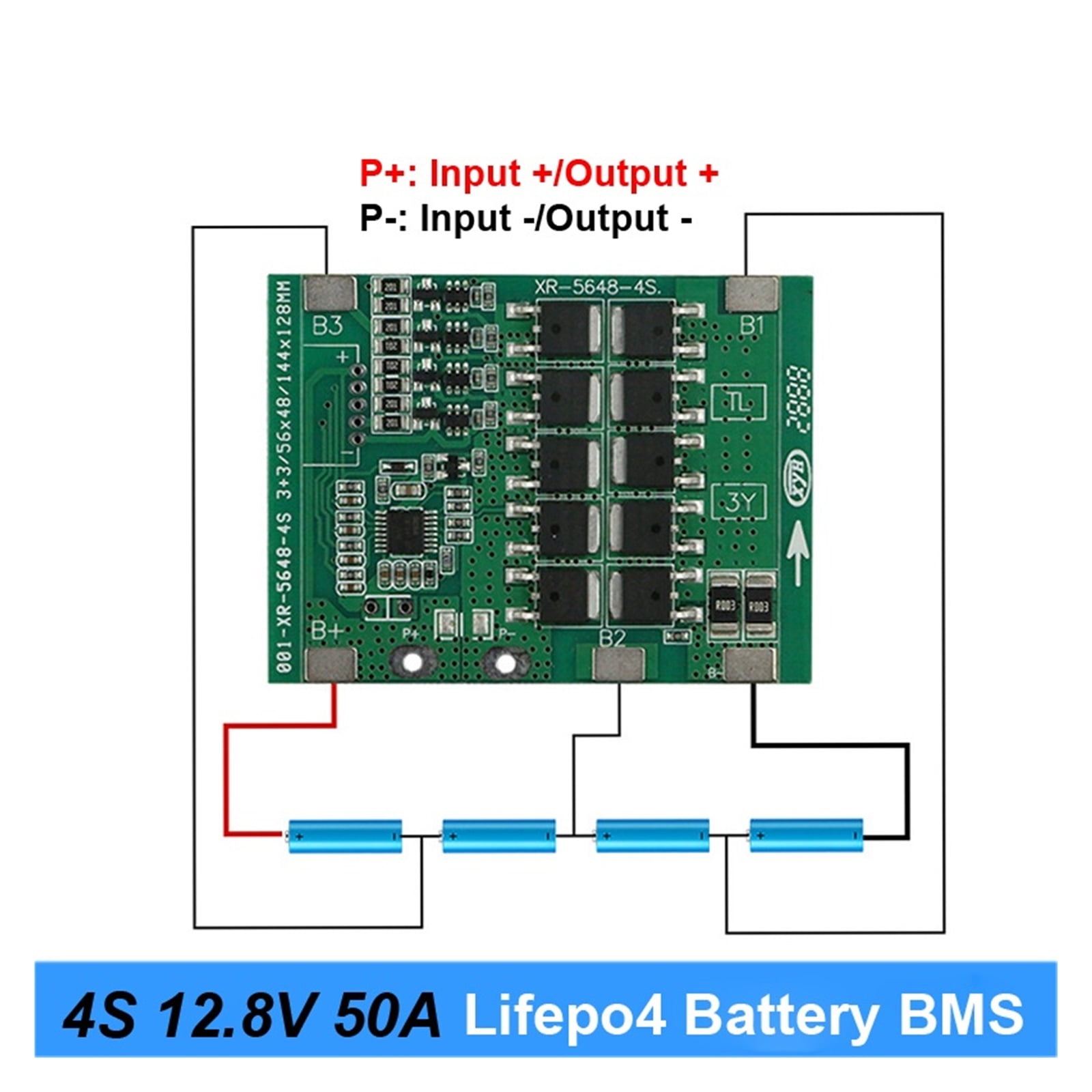 4S 50A 12.8V 14.4V 32650 32700 Battery BMS Board For Solar Panel Or Electric Boat Uninterrupted Power Supply 12V ,Multi -Function Protection