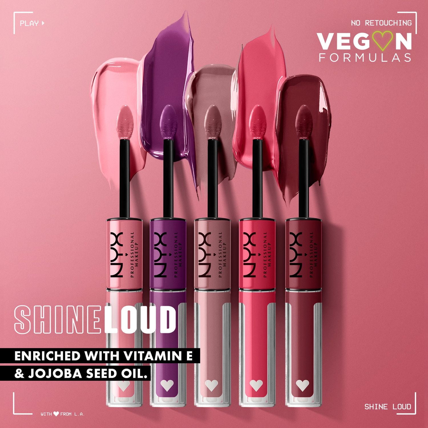Shine Loud, High shine lip colour, 16HR wear, Vegan Formula, 16h loud shine lip colour