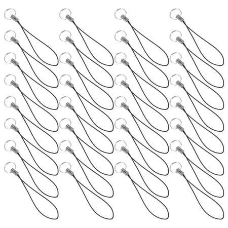 NICERIO 100Pcs Black Phone Rope Strap Keyrings Bulk for Hanging Phone and Personal Belongings