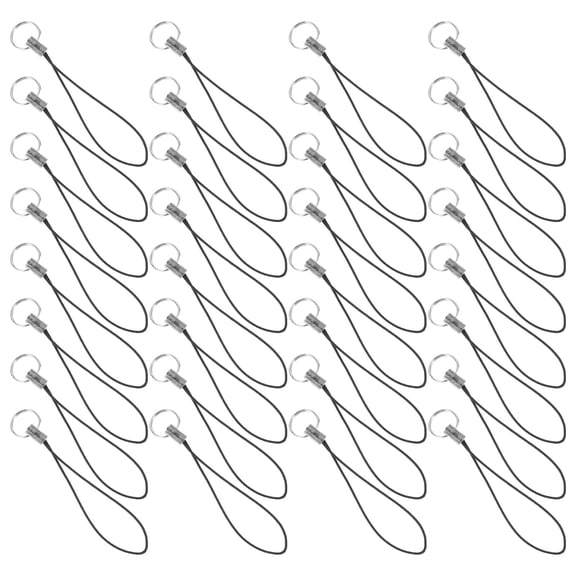 Supvox 100Pcs Black Phone Keychain Strap Durable Hanging Accessory for Phone and Keys