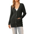 thumbnail image 1 of Suéter cárdigan casual INSPIRE CHIC para mujer, tejido trenzado, largo, de moda, otoño e invierno, color negro, 1 of 6
