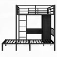 thumbnail image 4 of Metal Bunk Bed - Full XL Over Twin, Folding Desk & LED Closet, Space-Saving, Black, 4 of 18