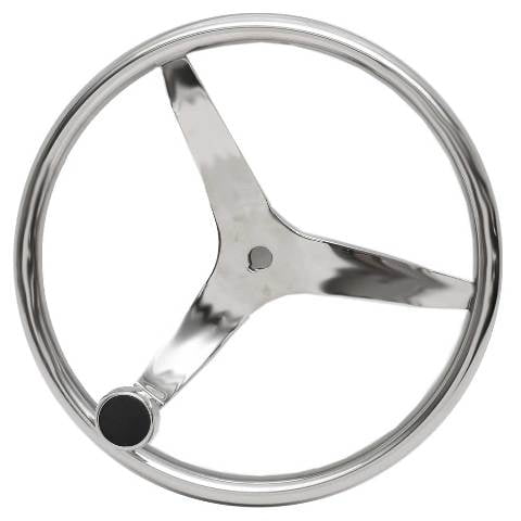 Boat Steering Wheel | Stainless Steel 13 1/2 Inch W / Knob No Hub