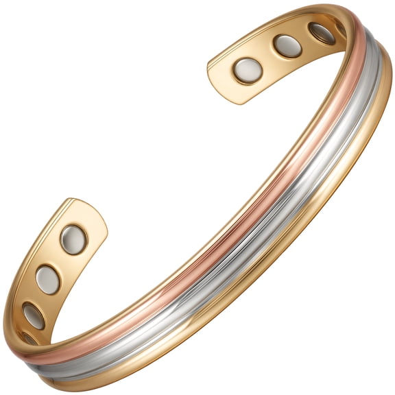 Metaljc Magnetic Copper Cuff Bracelet for Men Women, Adjustable Cuff Jewelry Gift