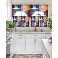 thumbnail image 4 of Shabby Abstract Swag Kitchen Curtains Sets for Windows 24 Inch Length, Geometric Artwork Painting Short Window Curtain Panels Swags Valances and Tiers 3 Piece Set for Cafe/Dining Room, 4 of 5