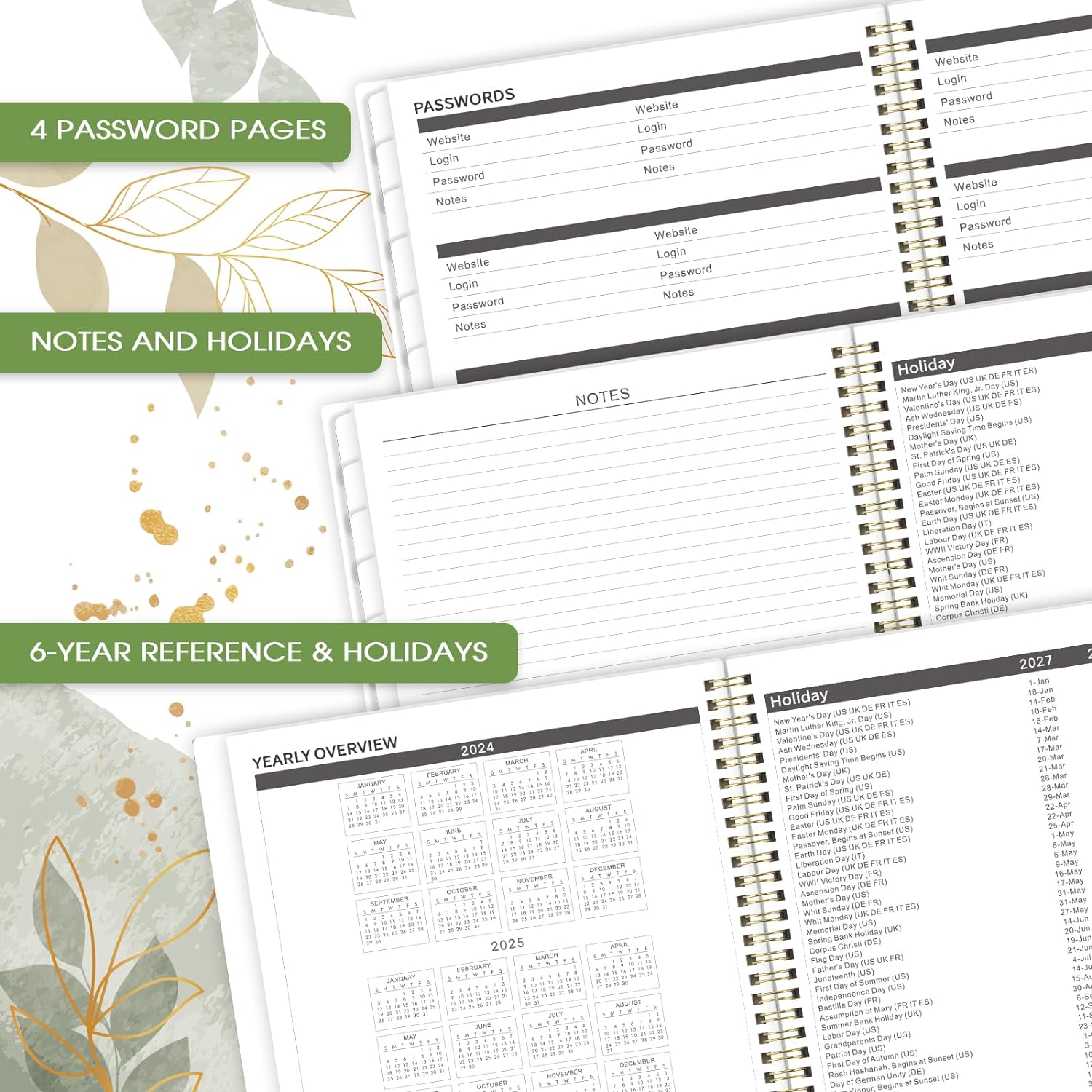 2024-2029 Monthly Planner/Calendar - Jul. 2024 - Jun. 2029, 5 Year Monthly Planner, 60 Monthly Planner, 9" x 11", 2-Side Pocket, Spiral Bound