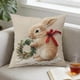 thumbnail image 4 of Funda de almohada de Pascua 17,7x17,7 pulgadas | Funda decorativa de cojín con estampado de conejos adorables | Material de la bandada blanda | Beige Rosa Amarillo | Cremallera invisible extraíble |, 4 of 6