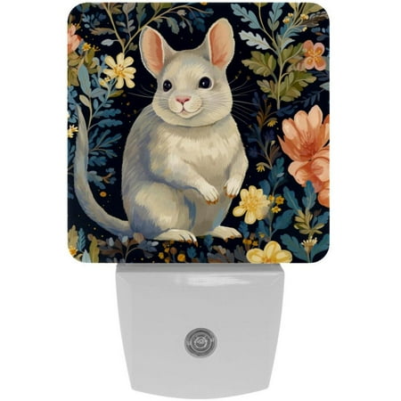 

Chinchilla LED Square Night Light - Compact and Energy Efficient Illumination for Bedrooms and Bathrooms - Plug-in Wall Lamp with Auto Sensor