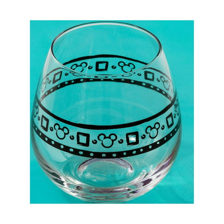 Disney Geo Picnic Mickey Mouse Stemless Wine Glasses - 15 oz - Set of 4 