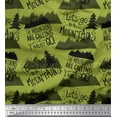 thumbnail image 1 of Soimoi Green Modal Satin Fabric Mountains & Text Print Fabric by the Yard 42 Inch Wide, 1 of 5