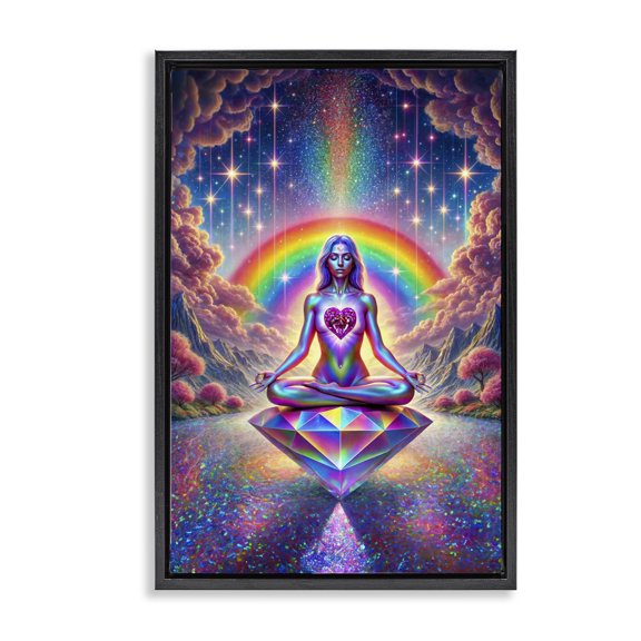 Stupell Industries Eclectic Spiritual Enlightenment Meditation Black Floating Frame Canvas Art, 17 x 25, by Spirit of the Rainbow