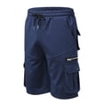thumbnail image 5 of YUGYXL Men's Elastic Waist Cargo Shorts Drawstring Sweat Shorts with Zipper Pockets Mid Waist Hiking Shorts Training Shorts Navy XXL, 5 of 8