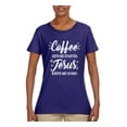 thumbnail image 2 of Wild Bobby Coffee Gets Me Started Jesus Keeps Me Going Inspirational/Christian Women Graphic Tee, Purple, 3X-Large, 2 of 5
