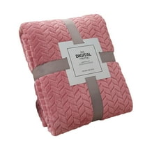 Btomtd 40"x60" Soft Flannel Blanket Embroidered Office Fleece Small Throw Blanket for Bed Sofa Household Thick Cover Blanket, Pink