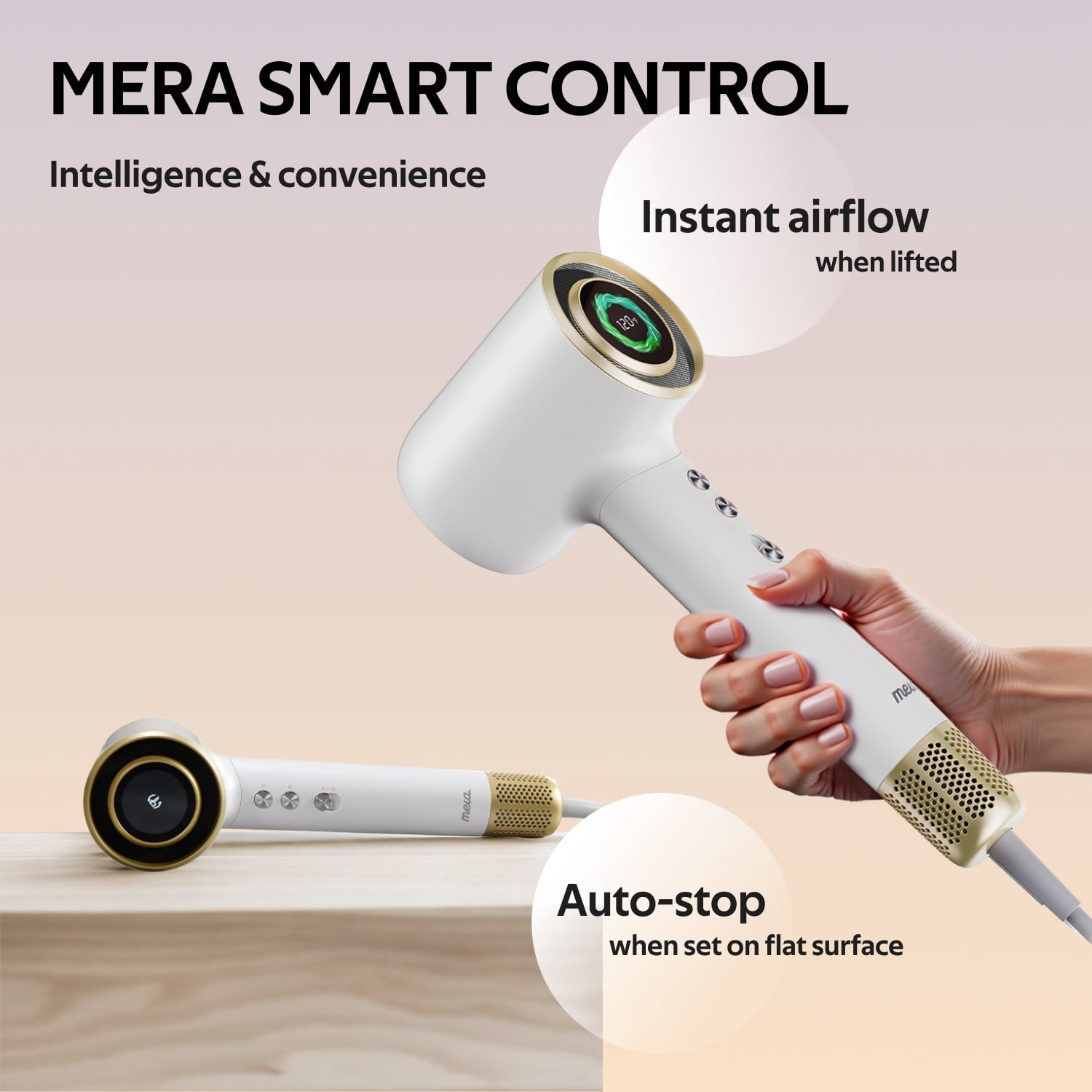 Mera Ultra Bi-Ionic High-Speed Aromatic Hair Dryer/Hand Dryer, Gold White