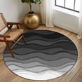 thumbnail image 3 of Black Ombre Stripes Round Area Rug 6 FT, Non Slip Bedroom Rugs, Modern Abstract Sea Waves Spray Art Washable Soft Circular Carpet Non-Shedding Floor Mat for Kitchen Dining Room Home Office Kids Room, 3 of 8