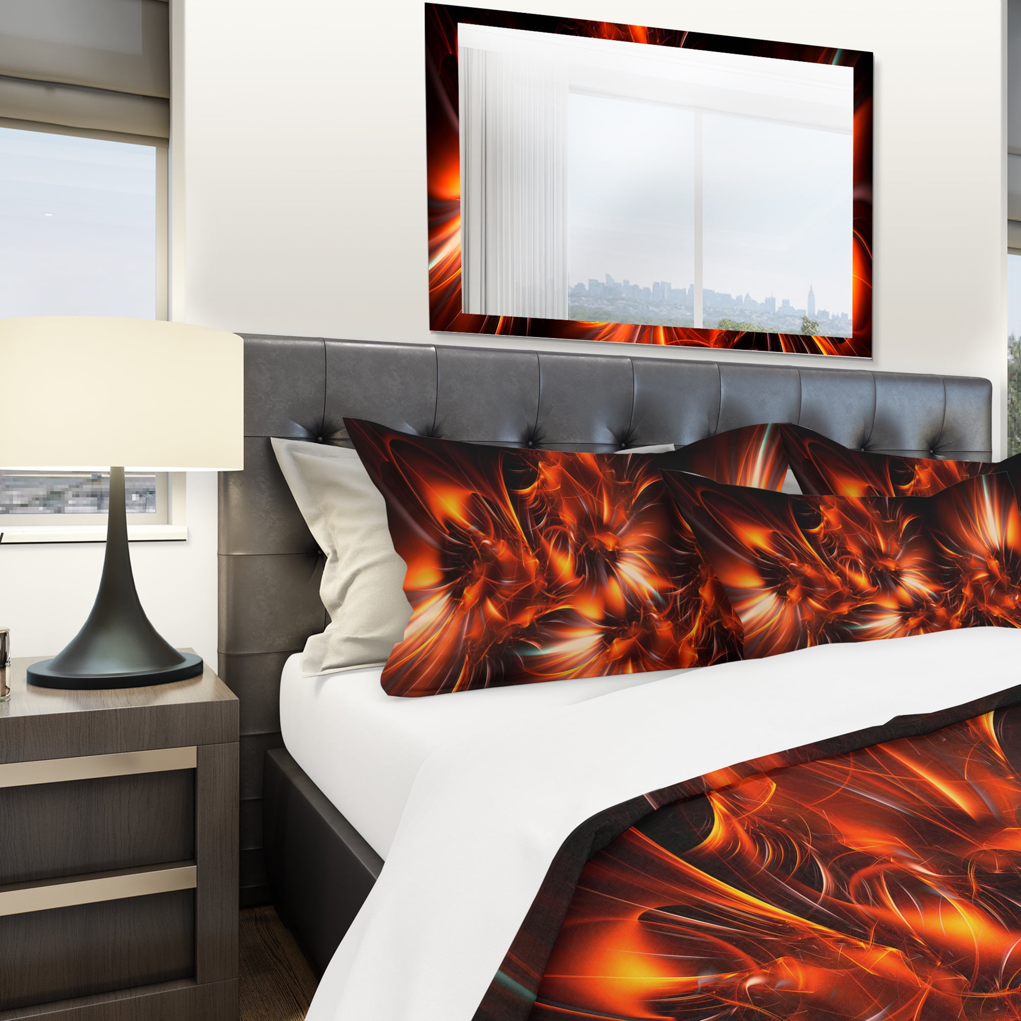 Designart 'Orange Startbusts' Modern & Contemporary Duvet Cover Set