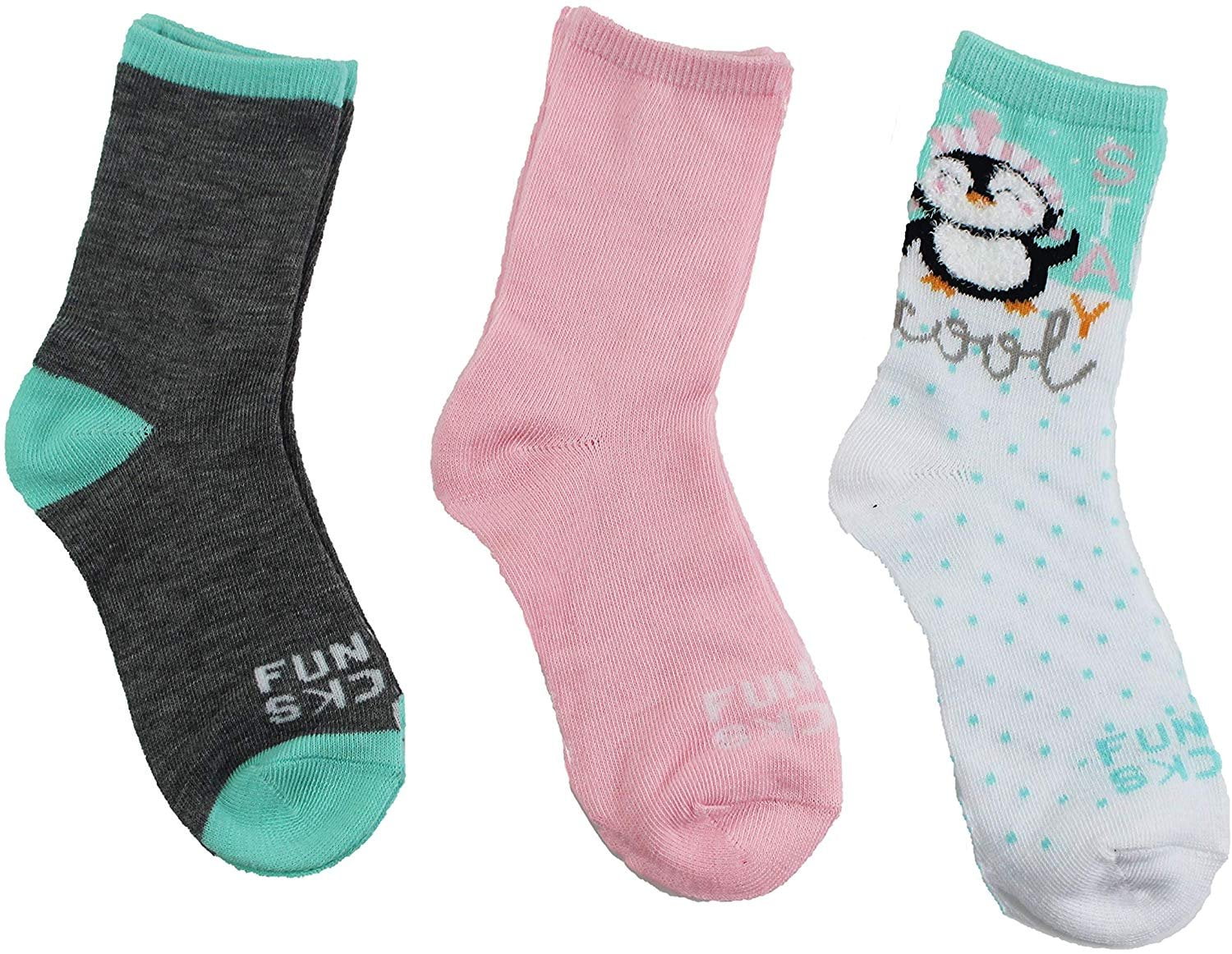 Funky Socks Kids 3-Pack Crew Socks Holiday Mix (Penguin - White, Kids Shoe Size 10-4) - Walmart.com