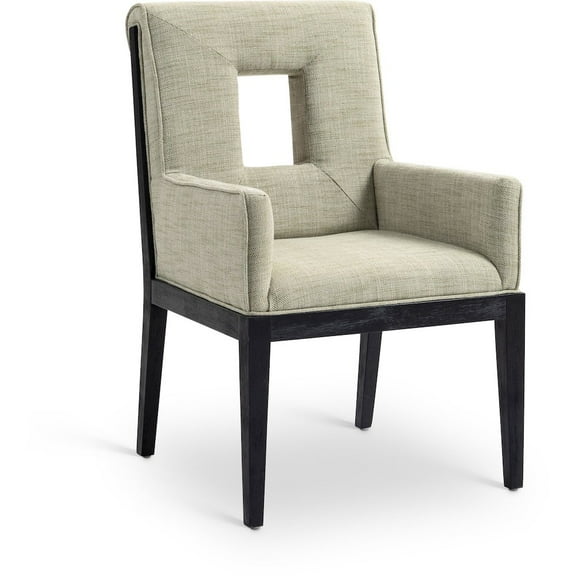 Meridian Furniture Gwendolyn Green Linen Textured Fabric Dining Arm Chair