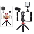 thumbnail image 2 of TISHITA Smartphone Video Rig Smartphone Video Grip with Microphone + Video Light + Tripod Head + Mini Tripod Red, 2 of 8