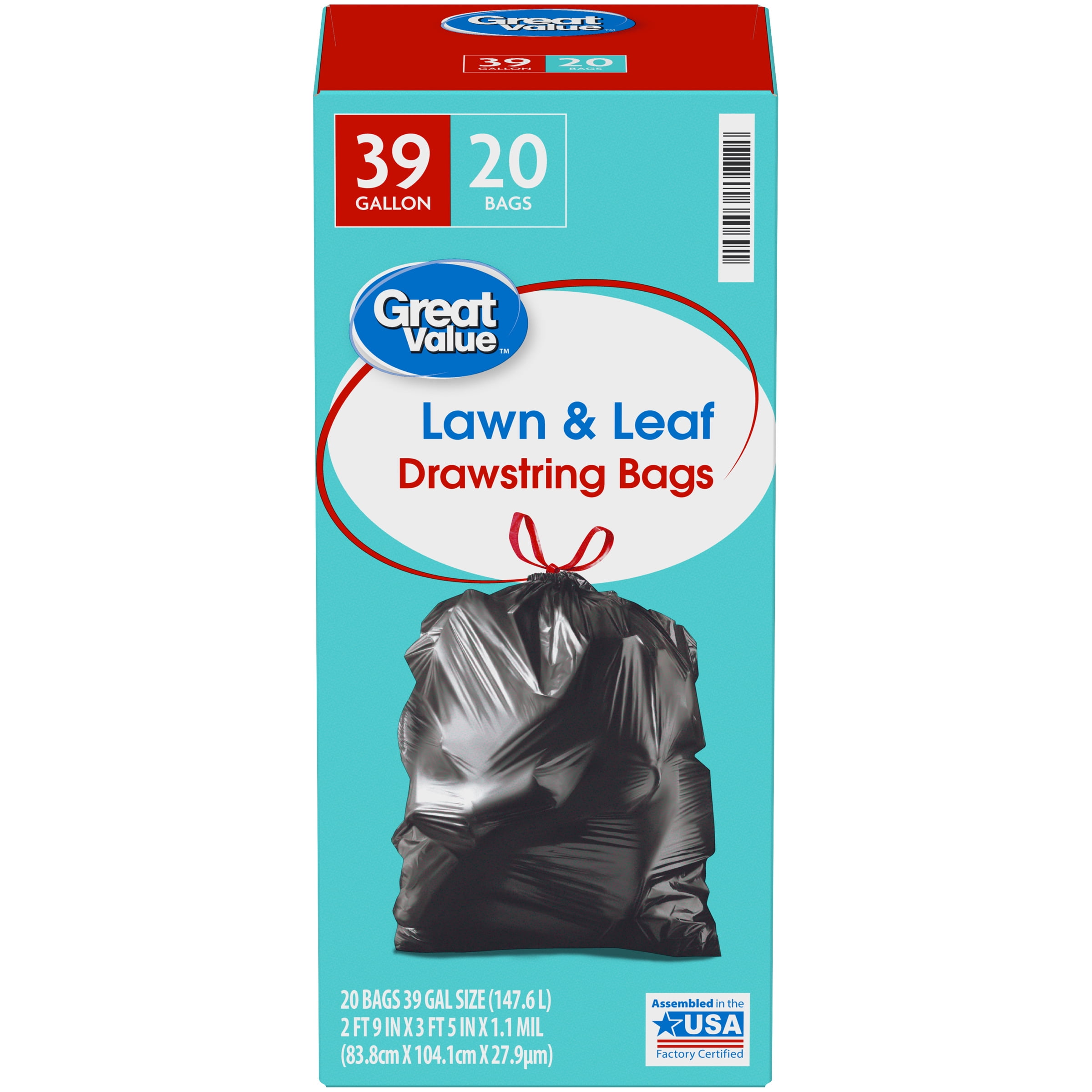 Great Value™ 39 Gallon Lawn & Leaf Drawstring Bags 20 ct Box Walmart