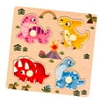 thumbnail image 1 of Milaget Wooden Peg Puzzle Matching Game Shape Matching Board for Game Learning Trips Dinosaur, 1 of 9