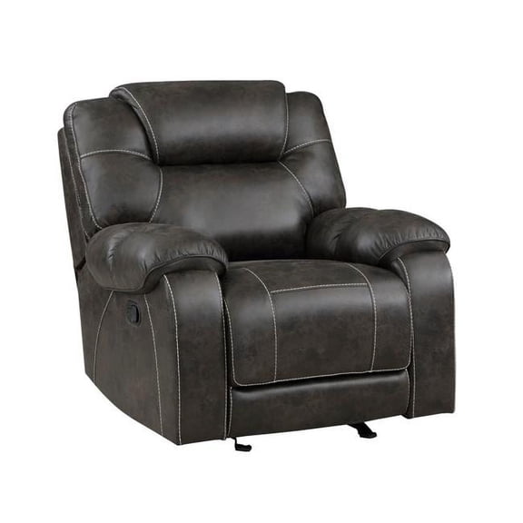Lily 42 Inch Manual Glider Recliner Chair- Brown Microfiber- Solid Wood