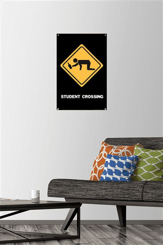Student Crossing Wall Poster with Push Pins, 14.725" x 22.375"